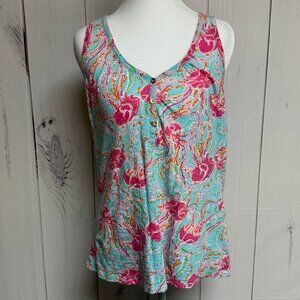 Lilly Pulitzer Hartley Tank Jellies Be Jammin Print Small EUC